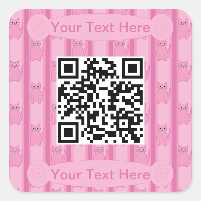 Fun and Fancy Kitty QR Code Square Sticker (Front)