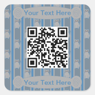 Fun and Fancy Kitty QR Code Square Sticker