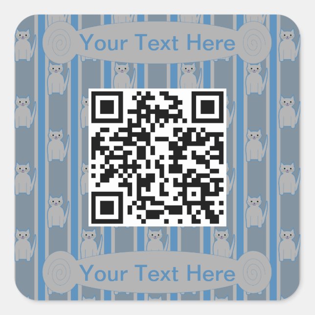 Fun and Fancy Kitty QR Code Square Sticker (Front)