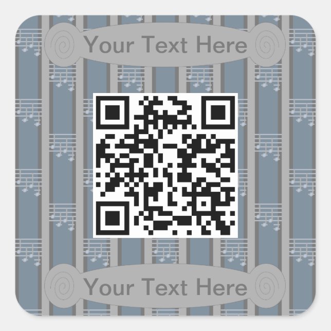 Fun and Fancy Music Notes QR Code Square Sticker (Front)