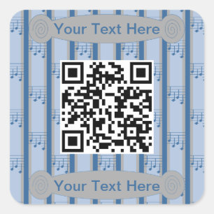 Fun and Fancy Music Notes QR Code Square Sticker