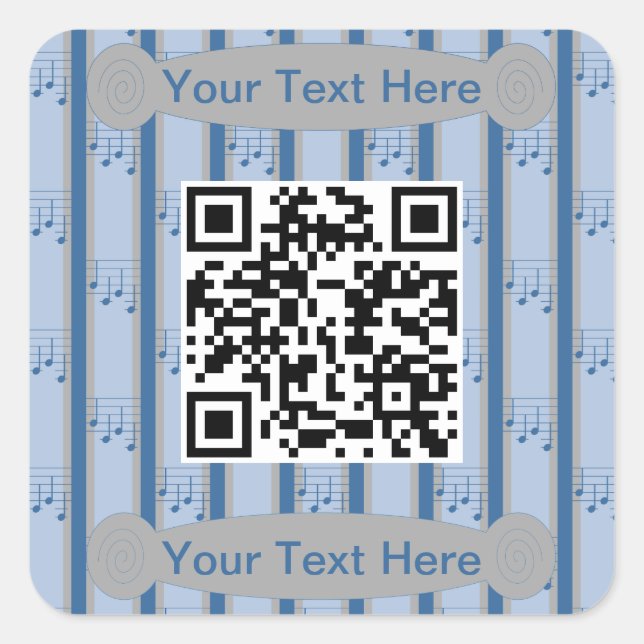 Fun and Fancy Music Notes QR Code Square Sticker (Front)