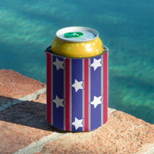 Fun and Fancy Patriotic Stars and Stripes Can Cooler
