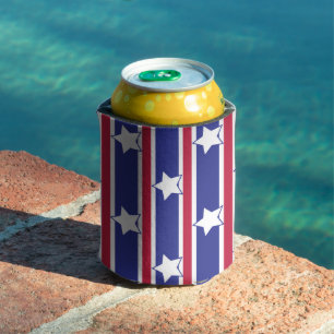 Fun and Fancy Patriotic Stars and Stripes Can Cooler