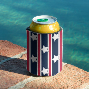 Fun and Fancy Patriotic Stars and Stripes Can Cooler