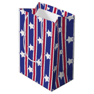 Fun and Fancy Patriotic Stars and Stripes Medium Gift Bag