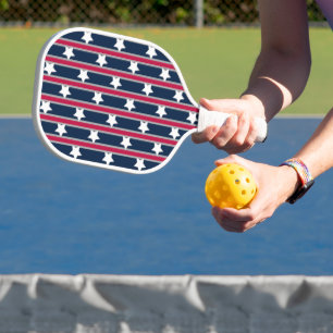 Fun and Fancy Patriotic Stars and Stripes Pickleball Paddle