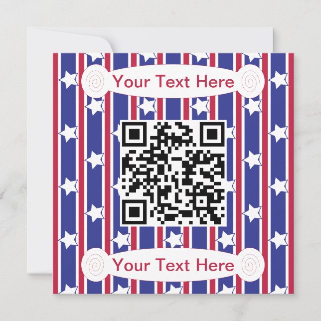 Fun and Fancy Patriotic Stars and Stripes QR Invitation (Front)