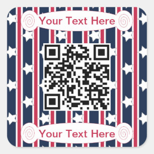 Fun and Fancy Patriotic Stars and Stripes QR Square Sticker