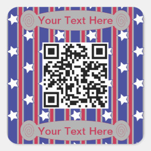 Fun and Fancy Patriotic Stars and Stripes QR Square Sticker