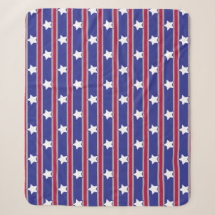 Fun and Fancy Patriotic Stars and Stripes Sherpa Blanket