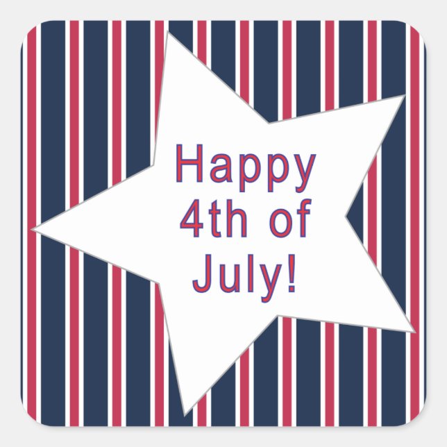 Fun and Fancy Patriotic Stars and Stripes Square Sticker (Front)