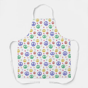 Fun and Fancy Peace Sign, Flowers & Hearts Apron