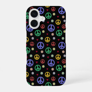 Fun and Fancy Peace Sign, Flowers & Hearts iPhone 16 Case