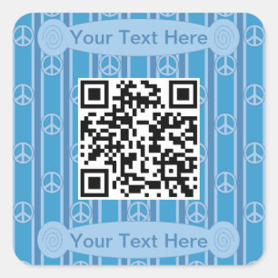 Fun and Fancy Peace Sign QR Code Square Sticker