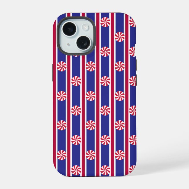 Fun and Fancy Peppermint Candy iPhone 15 Case (Back)