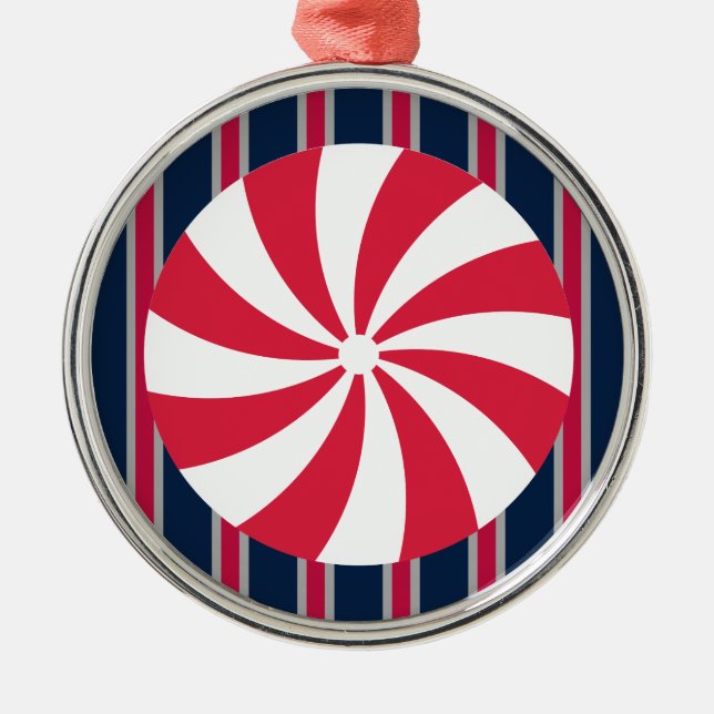 Fun and Fancy Peppermint Candy Metal Ornament (Front)