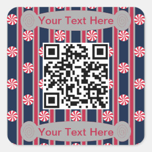 Fun and Fancy Peppermint QR Code Square Sticker