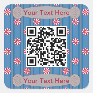 Fun and Fancy Peppermint QR Code Square Sticker
