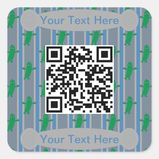 Fun and Fancy Pickle QR Code Square Sticker (Front)
