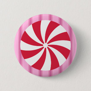 Fun and Fancy Pink Christmas Peppermint Candy 6 Cm Round Badge