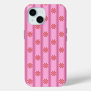 Fun and Fancy Pink Christmas Peppermint Candy iPhone 15 Case