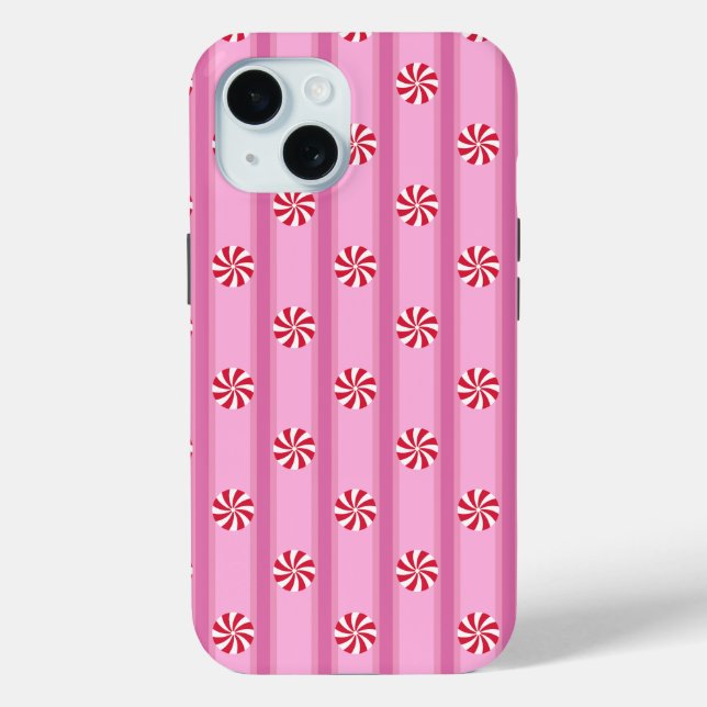 Fun and Fancy Pink Christmas Peppermint Candy Case-Mate iPhone Case (Back)