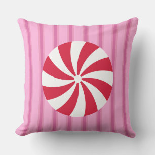Fun and Fancy Pink Christmas Peppermint Candy Cushion