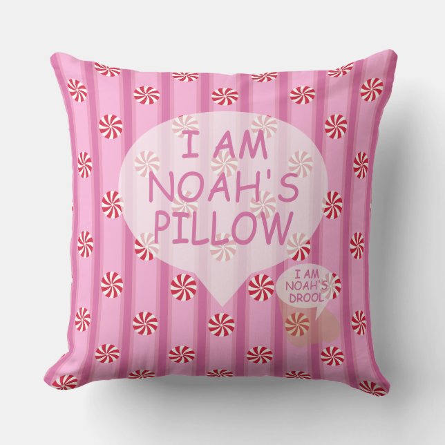 Fun and Fancy Pink Christmas Peppermint Candy Cushion (Front)