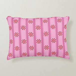 Fun and Fancy Pink Christmas Peppermint Candy Decorative Cushion