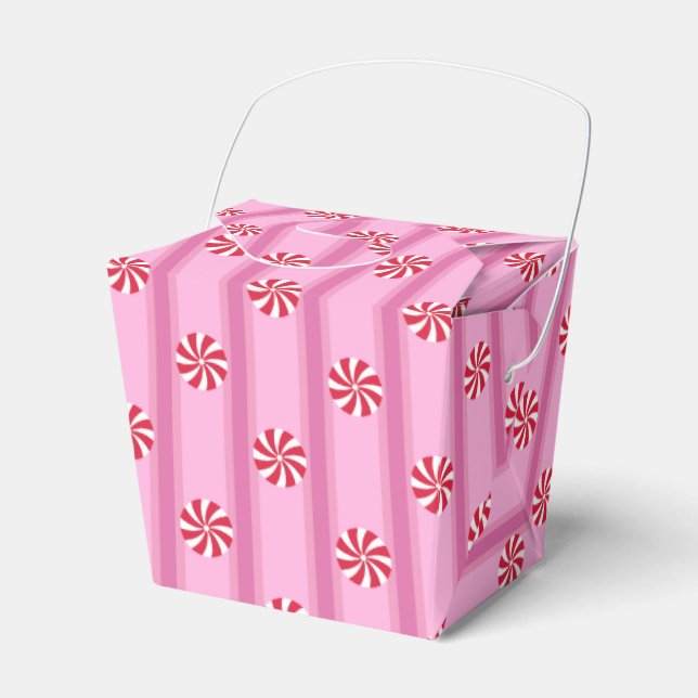 Fun and Fancy Pink Christmas Peppermint Candy Favour Box (Front Side)