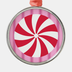Fun and Fancy Pink Christmas Peppermint Candy Metal Ornament