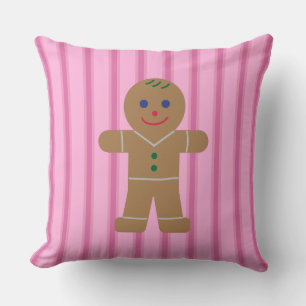 Fun and Fancy Pink Gingerbread Man Cushion