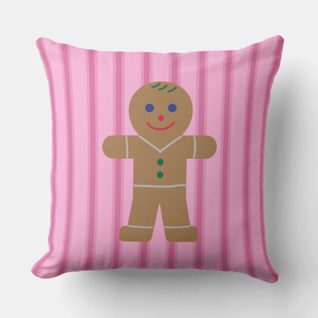 Fun and Fancy Pink Gingerbread Man Cushion (Front)