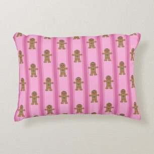 Fun and Fancy Pink Gingerbread Man Decorative Cushion