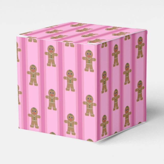Fun and Fancy Pink Gingerbread Man Favour Box (Front Side)