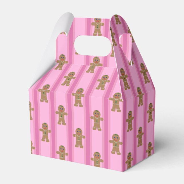 Fun and Fancy Pink Gingerbread Man Favour Box (Front Side)