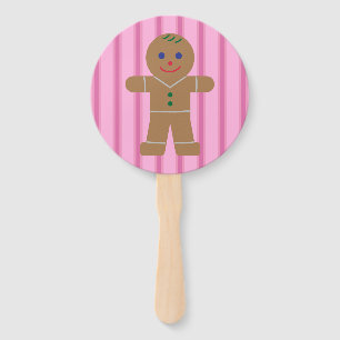 Fun and Fancy Pink Gingerbread Man Hand Fan