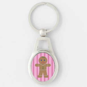 Fun and Fancy Pink Gingerbread Man Key Ring