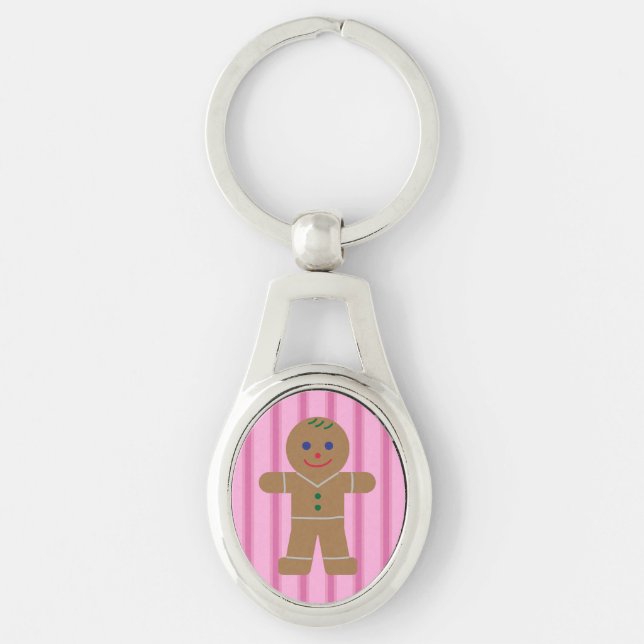 Fun and Fancy Pink Gingerbread Man Key Ring (Front)