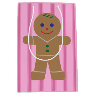 Fun and Fancy Pink Gingerbread Man Medium Gift Bag