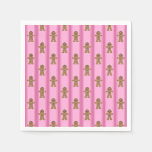Fun and Fancy Pink Gingerbread Man Napkin