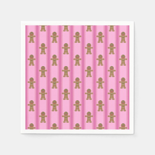 Fun and Fancy Pink Gingerbread Man Napkin (Front)