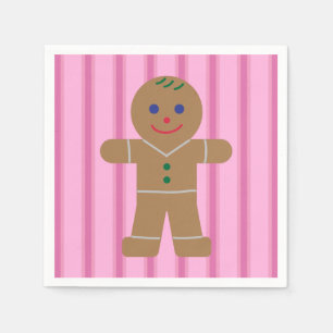 Fun and Fancy Pink Gingerbread Man Napkin