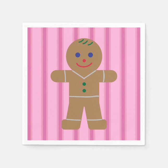 Fun and Fancy Pink Gingerbread Man Napkin (Front)