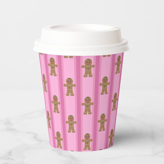 Fun and Fancy Pink Gingerbread Man Paper Cups (Front)