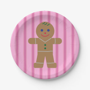 Fun and Fancy Pink Gingerbread Man Paper Plate