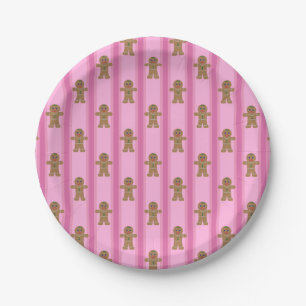 Fun and Fancy Pink Gingerbread Man Paper Plate