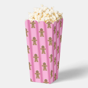 Fun and Fancy Pink Gingerbread Man Popcorn Favour Box