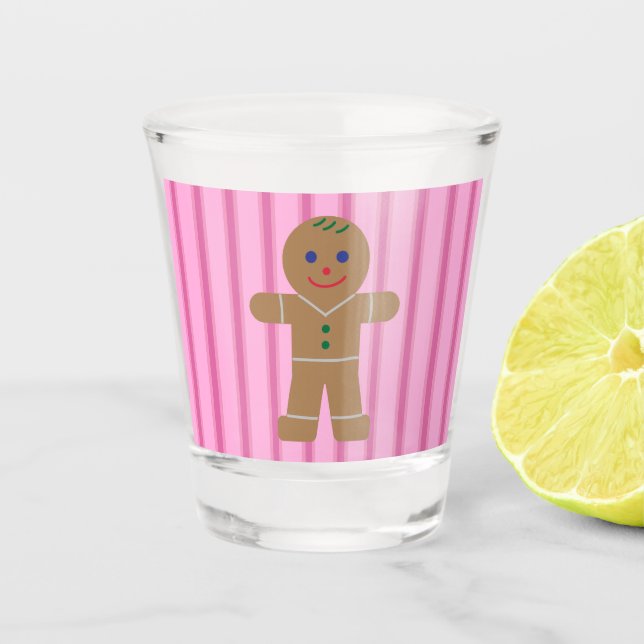 Fun and Fancy Pink Gingerbread Man Shot Glass (Front)